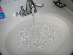 warm water in sink